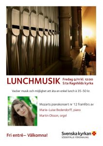 Read more about the article Concert at St:a Ragnhilds Kyrka, Sweden, the 9th of November, 12pm