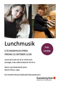 Read more about the article Concert at St:a Ragnhilds Kyrka, Sweden, the 22nd and 24th of October